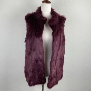 Michael Kors Long Faux Fur Vest Womens XL Maroon Burgundy NEW WITH TAGS $300